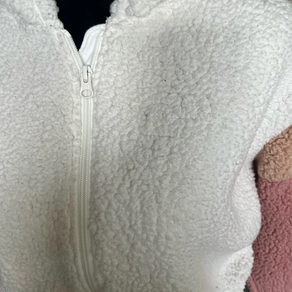 The Children's Place White and Pink Cozy Sherpa Jacket